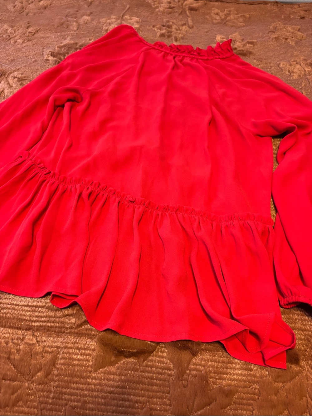 LOFT Red Ruffle Peplum Blouse - Picture 4 of 4